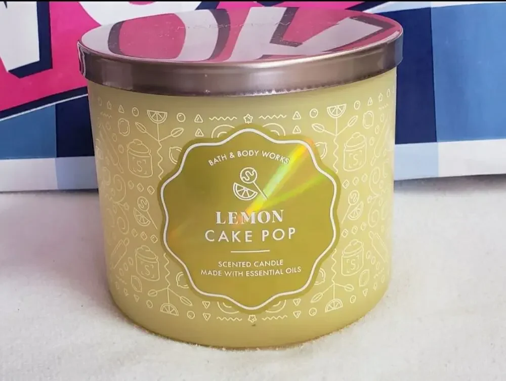 BBW Lemon Cake Pop Large 3 Wick Candle Home Fragrance Decor